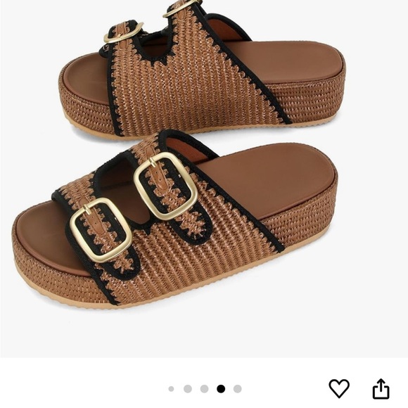 Women's Brown Woven Slide Sandals brand new - Picture 2 of 6